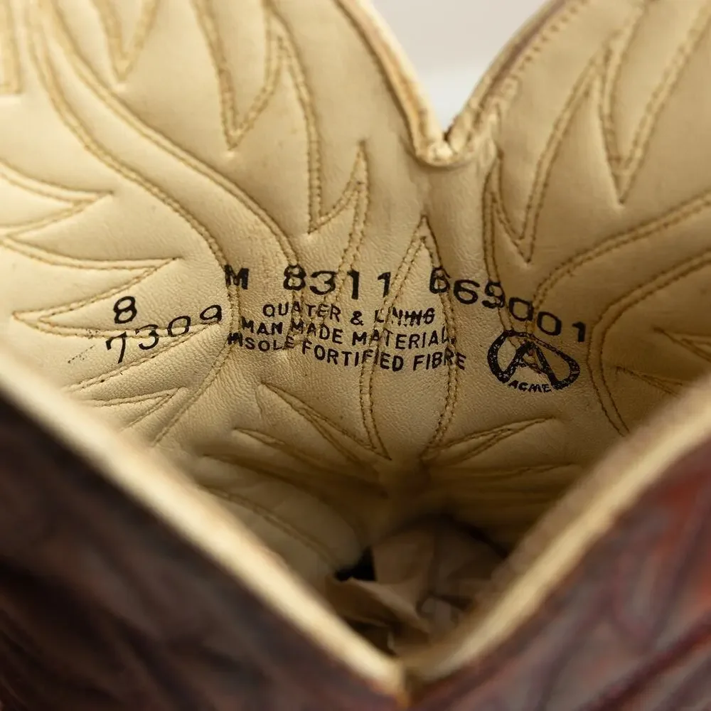 Women's Vintage 80s Dingo Stitched Cowboy Boots With Wooden Heels - Sz 8 - Picture 12 of 13